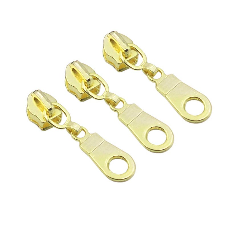 YaHoGa 50PCS #5 Gold Pulls for Nylon Coil Zippers - Gold Zipper Sliders for Luggages, Purses, Bags Bulk - Image 1